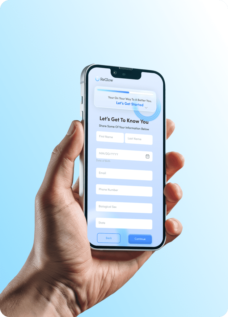 ReGlow phone survey mockup